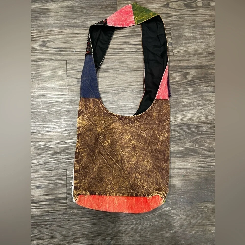 Hippie canvas women cotton hobo bag with razor cuts